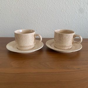 Vintage Set of 2 Brown Speckle Cups & Saucers Homer Laughlin